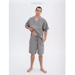 Домашний мужской костюм из вафельного полотна, серый рис.5